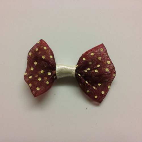 Noeud en voile à pois 35*25mm marron et ivoire