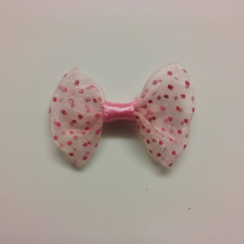 Noeud en voile à pois 35*25mm rose