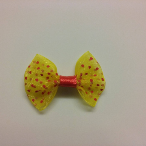 Noeud en voile à pois 35*25mm rouge et jaune