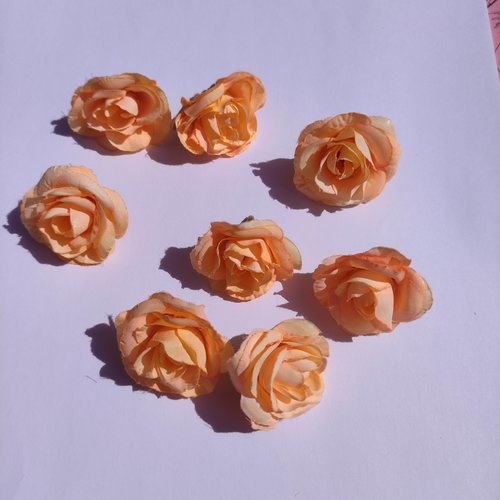 Fleur  en tissu  40mm peche