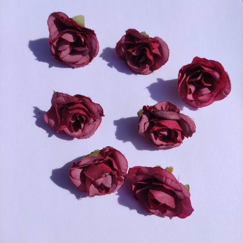 Fleur  en tissu  40mm prune