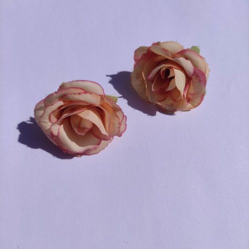 Fleur  en tissu  40mm ivoire rosé