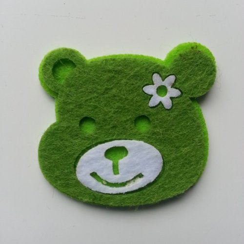 Tete ours, urson en feutrine 45*40mm vert
