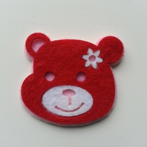 Tete ours, urson en feutrine 45*40mm rouge