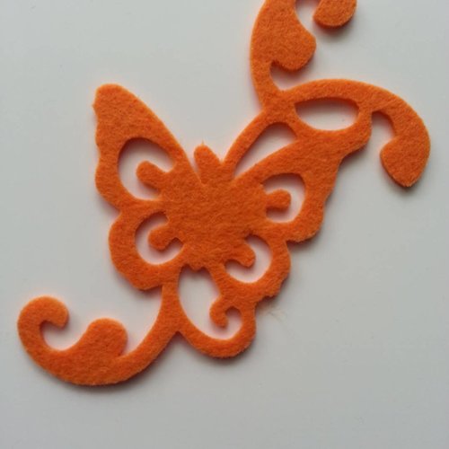 Arabesque papillon orange en feutrine 120*75mm