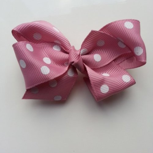 Gros noeud en ruban à pois 70*45mm vieux rose