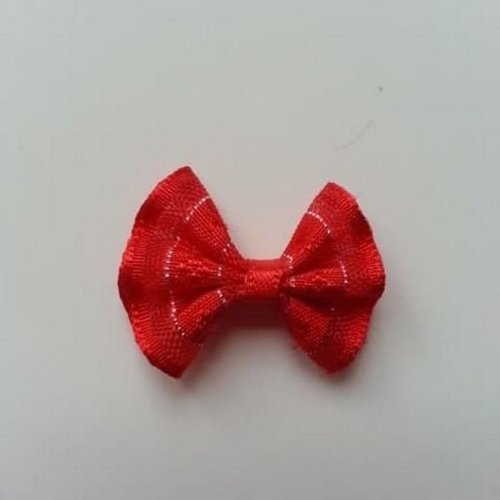 Noeud argenté et rouge  25*19mm