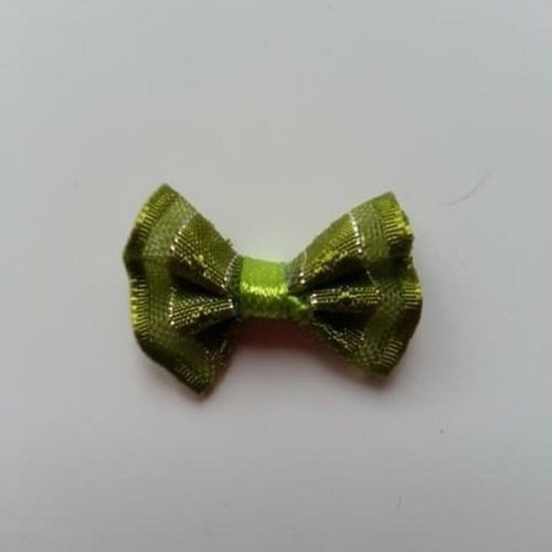 Noeud argenté et vert kaki   25*19mm