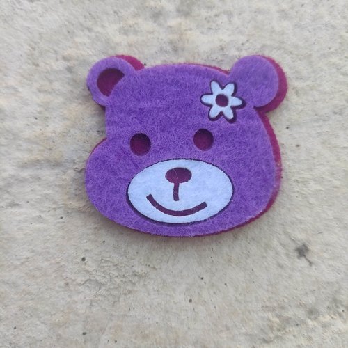 Tete ours, urson en feutrine 45*40mm violet