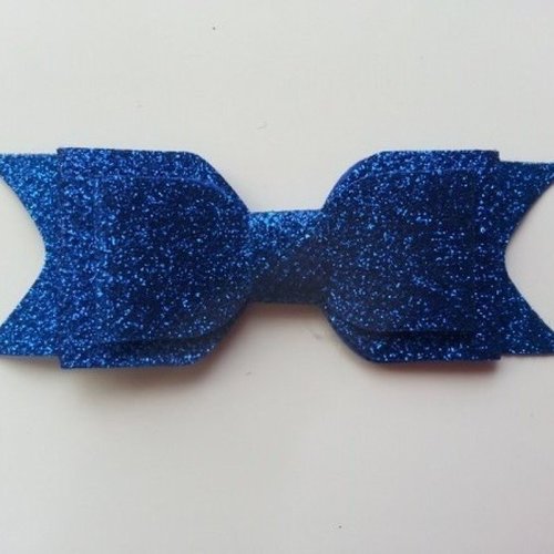 Noeud  pailleté  bleu royal  90*35mm