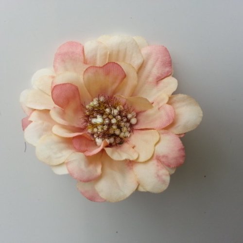 Fleur artificielle en tissu 60mm ivoire et peche