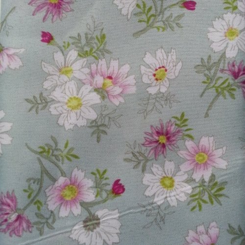 Carré de tissu vert pastel motif fleur 49*49cm
