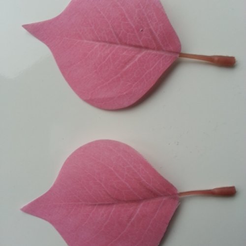 Lot de 2 feuilles artificielles 70*55mm rose
