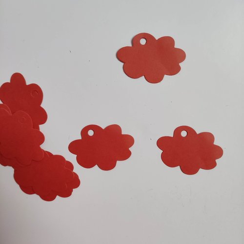 Lot de 50 etiquettes nuage rouge orangé 50*35mm