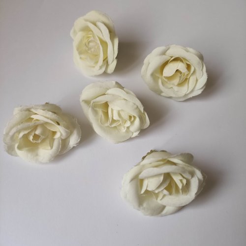 Rose artificielle en tissu de 45mm ivoire