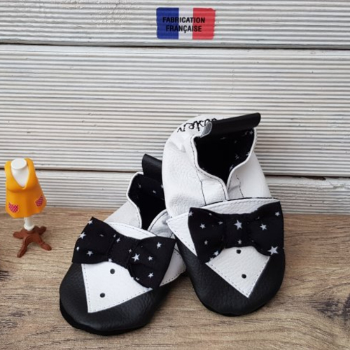 Chaussons souples cuir, simili cuir, chausson bébé, chausson garçon,  chausson fille, chausson enfant, triskel, chaussons personnalisés -   France