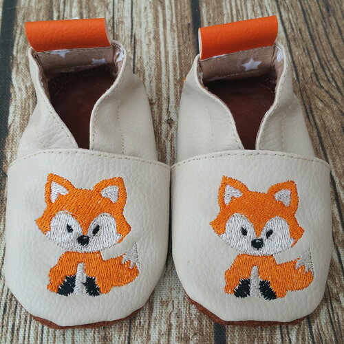 Chaussons souples bébé, fille,  enfant, chausson personnalisé, renard