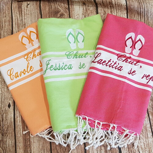 Fouta brodée à personnaliser en couleur et broderie, serviette de bain,
