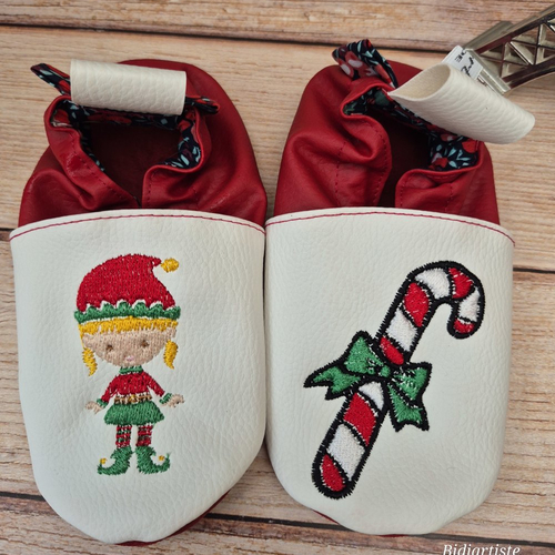 Chaussons souples personnalisés, bébé, enfant – confort et élégance à vos pieds ! -- lutin de noël - livraison offerte