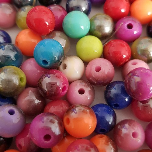 Lot de 15 perles acrylique nacrées