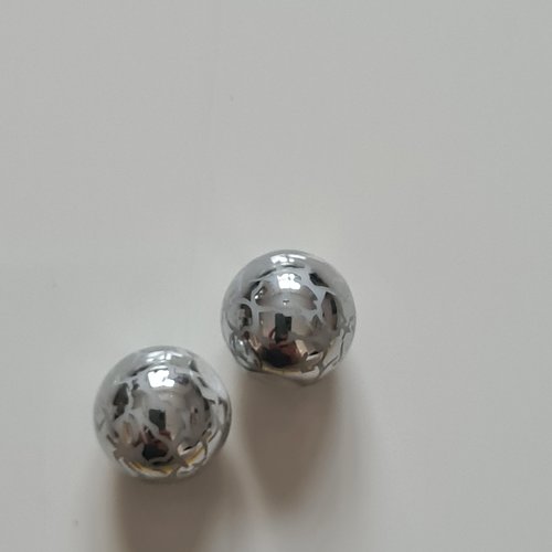 Perle verre motif fissuré gris diamètre 10mm