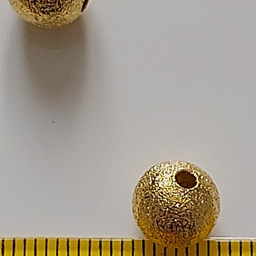 Lot de 10 perles dorées en cuivre effet givré 8mm.