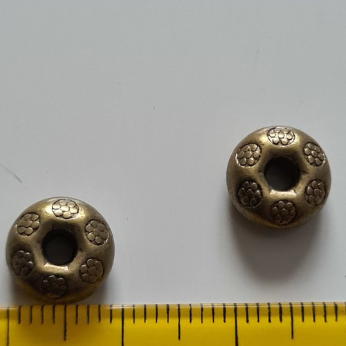 Lot de 6 perles intercalaires bronze antique