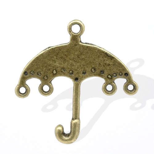 Lot de 10 breloques bronze en forme de parapluie ouvert (26mm)