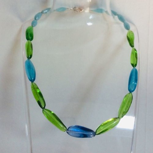 Collier murano vert bleu