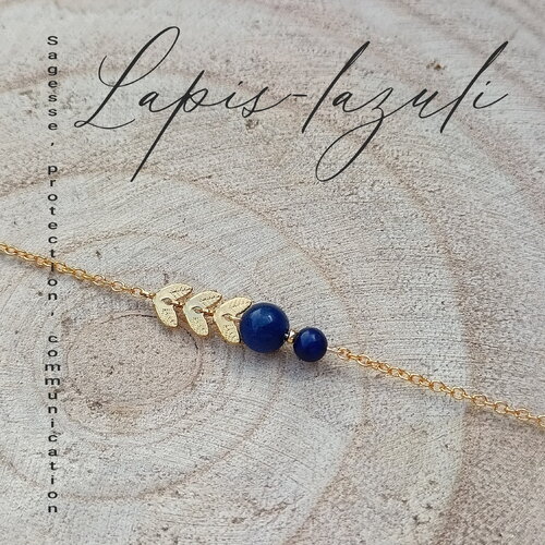 Bracelet lapis-lazuli acier inoxydable véritables pierres naturelles femme, bracelet pierre semi précieuse, bijou cadeau pour amie