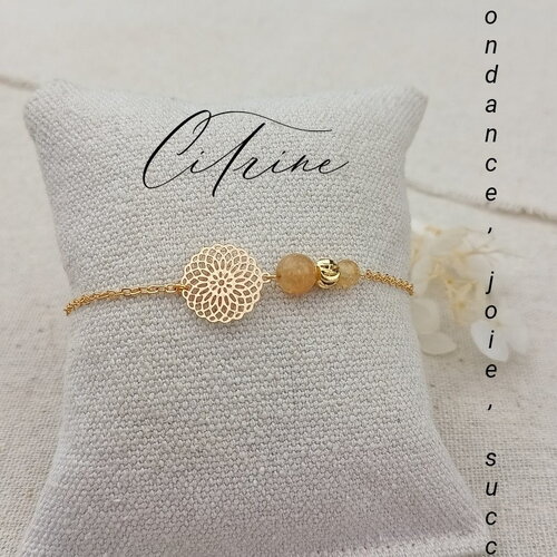 Bracelet citrine acier inoxydable doré pierres femme, bracelet semi précieuse,bijoux pierres naturelles, chaîne cadeau pour amie femme