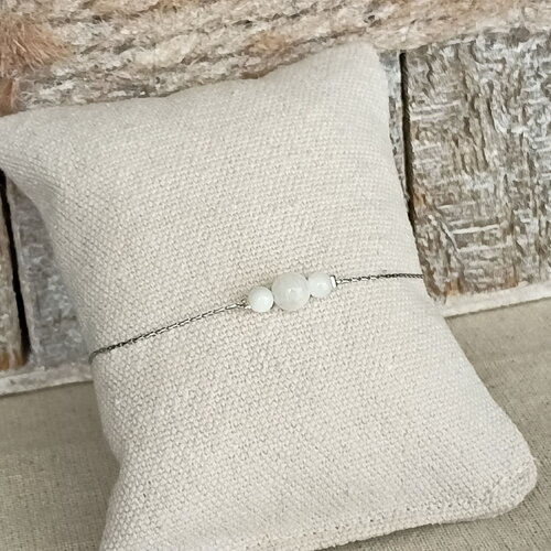 Pierre de lune bracelet pierres femme, bracelet semi précieuse, bijoux pierres naturelles,acier inoxydable argent cadeau pour amie femme