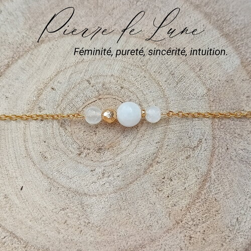 Pierre de lune bracelet pierres naturelles femme, bracelet pierre semi précieuse, bijou pierres, acier inoxydable cadeau pour amie