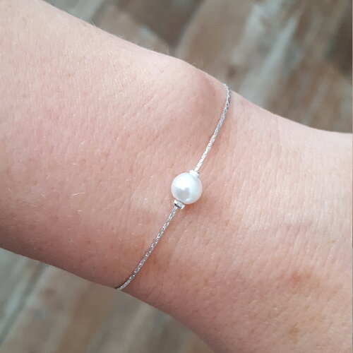 Bracelet mariage-bracelet mariée emma blanc argent - chaine serpentine argenté ou or - bracelet fin - personnalisable - réglable france