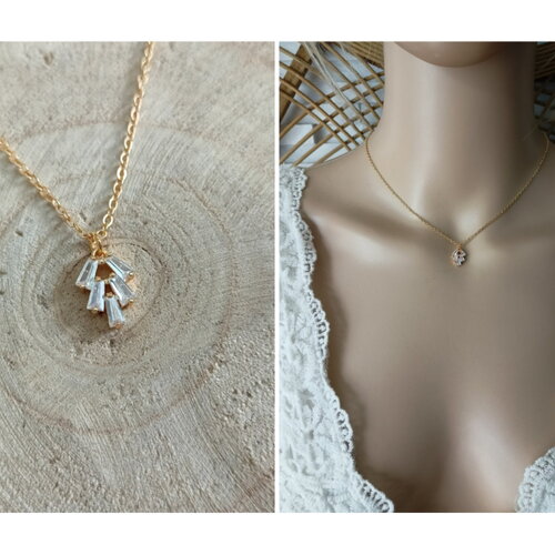 Collier contemporain cristaux zirconium or rempli collier éblouissant chaine femme gold-filled collier or dame cadeau femme france