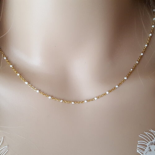 Collier de perles chaîne perles email femme gold-filled 14k collier femme minimaliste collier superposition bijou cadeau femme