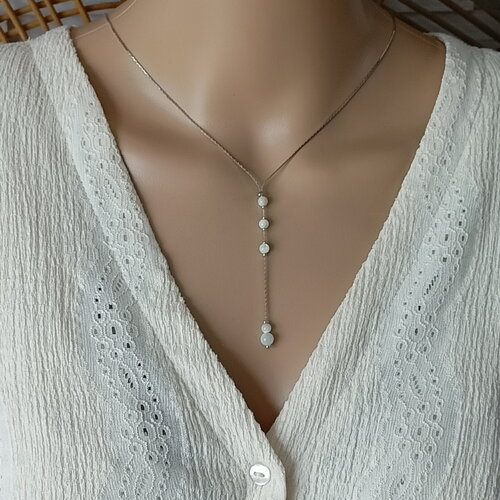 Collier pierre de lune argent pierres naturelles perles pierres femme collier y chaîne serpentine argent cadeau femme france