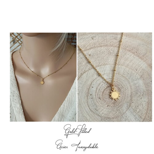Collier soleil sun gold-filled or chaine satellite femme gold-filled collier or dame cadeau femme france