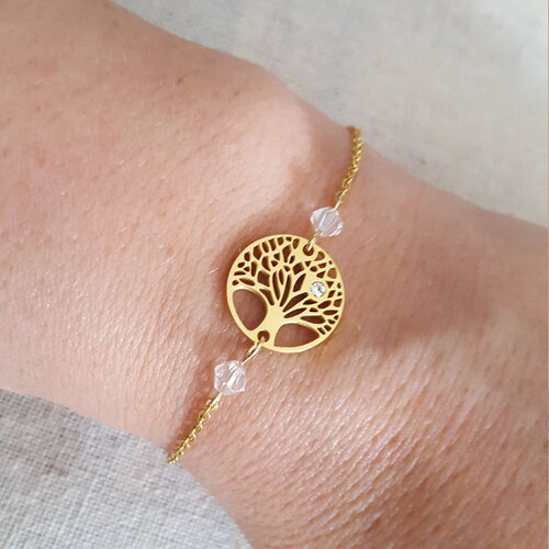 Bracelet gold filled arbre de vie - bracelet bijou gold-filled or rempli 14k bracelet toupies de cristal de swarovski cadeau femme cadeau
