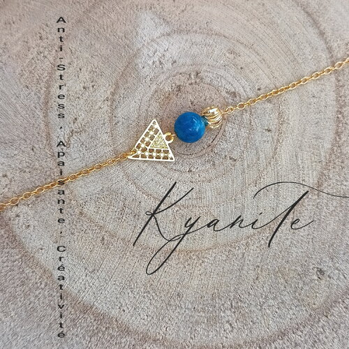 Kyanite bracelet pierre naturelle femme,bracelet pierre semi précieuse, bijou pierre or cadeau pour amie cadeau anniversaire acier inox noël