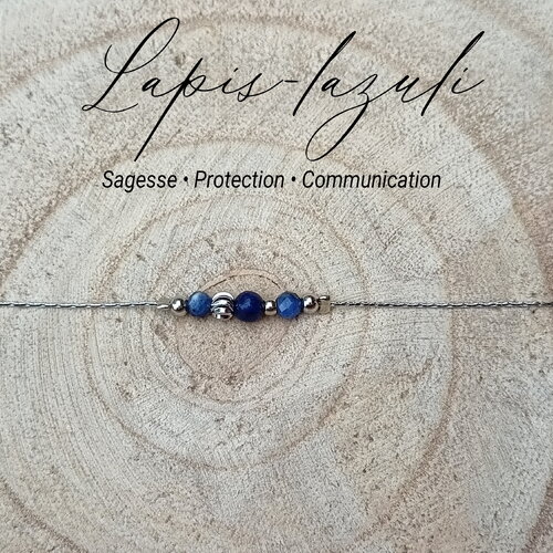 Bracelet pierres naturelles acier inoxydable - bracelet lapis lazuli aigue marine pierre naturelle argent chakra france cadeau