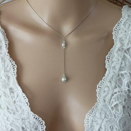 Collier femme - étincelle - lariat - collier y décolleté plongeant collier mariage - chaine serpentine collier fin personnalisable
