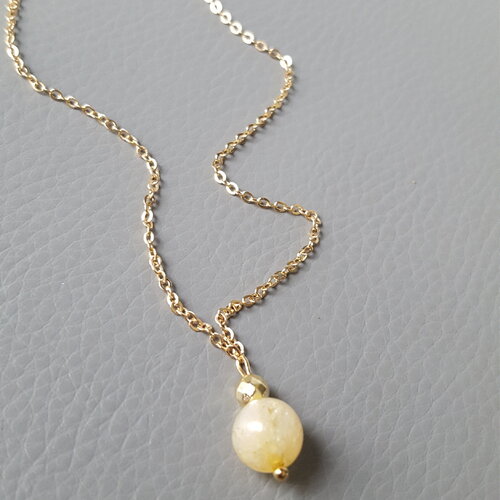 Collier citrine pierre naturelle gold filled femme - collier perle citrine or rempli collier argent fait main chakra france cadeau femme