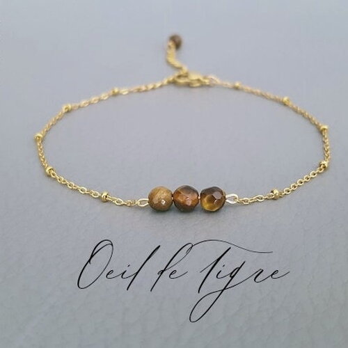Bracelet oeil de tigre pierres naturelles - bijou acier inoxydable bracelet pierre semi-précieuse chakra france cadeau femme fait main