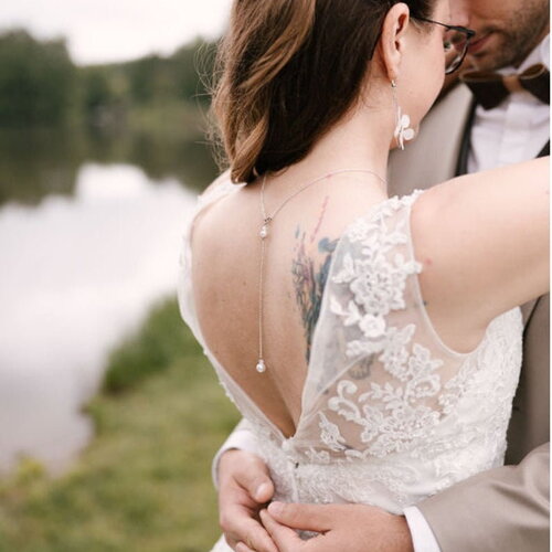 Collier de dos amovible acier inoxydable - nélia collier de dos mariée - collier dos nu mariage bridal back necklace argent  france