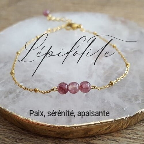 Lépidolite bracelet pierres naturelles - bijou acier inoxydable bracelet pierre semi-précieuse chakra france cadeau femme fait main