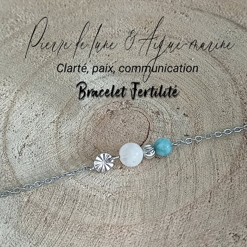 Bracelet fertilité pierres naturelles acier inoxydable femme,bracelet pierre semi précieuse, bijou pierre, cadeau pour amie