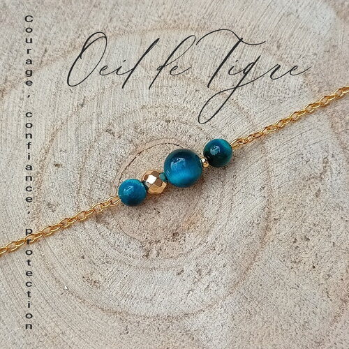 Oeil de tigre bracelet bleu pierres naturelles femme, bracelet pierre semi précieuse, bijou pierres, acier inoxydable cadeau pour amie