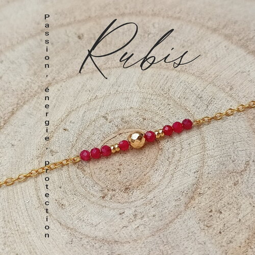 Rubis bracelet véritables pierres naturelles femme, bracelet pierre semi précieuse, bijou pierres, acier inoxydable cadeau pour amie