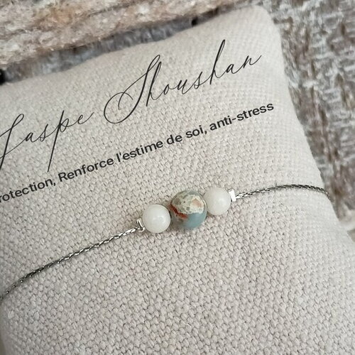 Bracelet pierre shoushan argent 925 femme, bracelet semi précieuse, bijoux pierres naturelles, cadeau pour amie femme